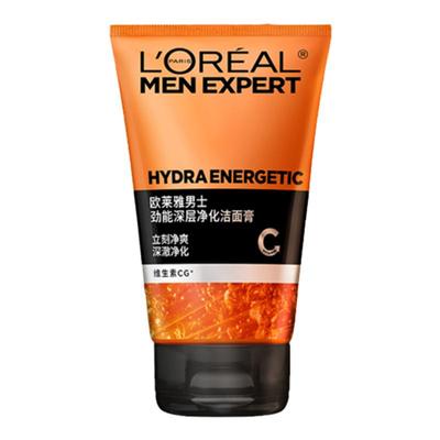 欧莱雅男士专用护肤劲能深层净化洁面膏深层净化清洁毛孔洗面奶