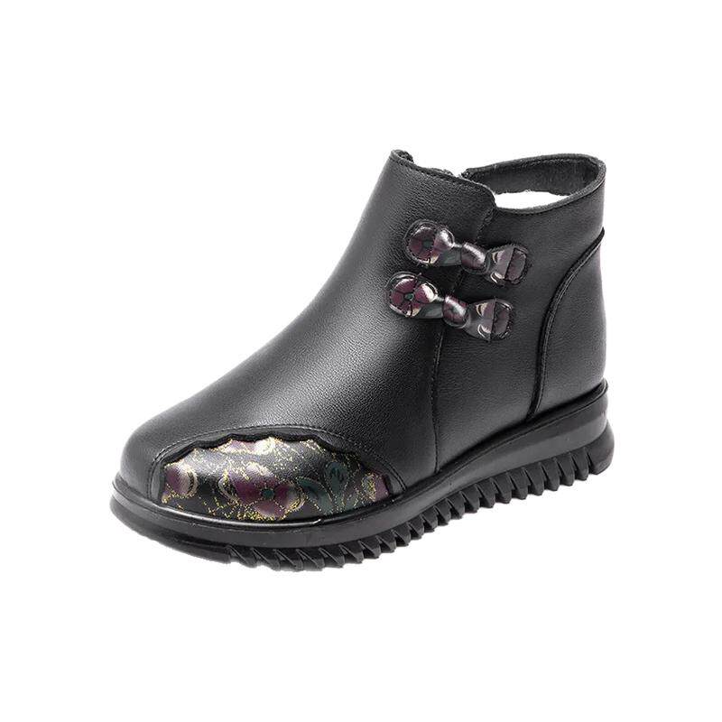 否情皮毛一体冬季保暖帆布鞋