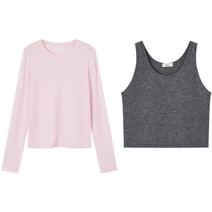 indicia标记2026年春季新款粉灰撞色真两件软糯针织衫L2A6ZZ014