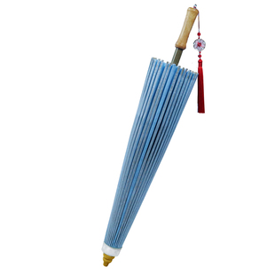 中典无味小清新淡蓝色油纸伞古风男女实用防雨防晒传统手工汉服伞