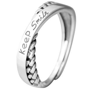 925银戒指女复古设计时尚个性潮流字母lucky气质冷淡风中食指戒子