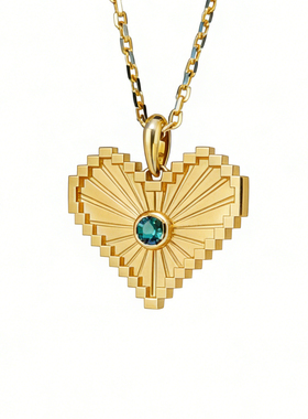 ins博主同款18K金像素爱心项链