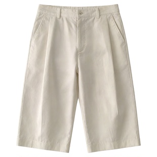 INKNOTS美式复古简约高级双褶休闲短裤男女通勤老钱风宽松五分裤