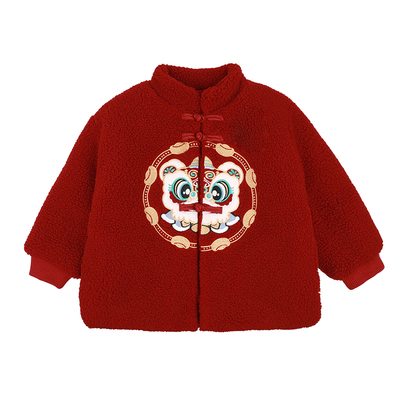 拜年服男童过年喜庆衣服儿童红色冬装唐装小少爷男孩新年外套年服