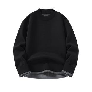 GV真维斯加绒毛衣男冬季加厚黑色针织衫男款保暖男士内搭上衣厚C