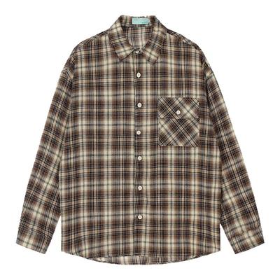 98SQUID 美式高街vibe风复古格子衬衫宽松休闲慵懒风情侣衬衣外套