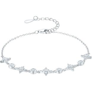 周六福四芒星手链女款星星手饰S925银星夜银河百搭新年礼物送女友