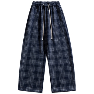班尼路SK美式复古格子休闲裤男夏季2026新款宽松直筒长裤百搭潮YS