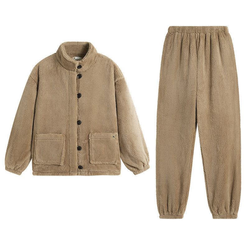 冬季珊瑚绒保暖可外穿家居服套装