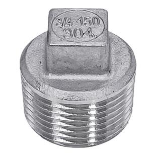 304不锈钢外丝堵头外螺纹四角头塞头堵板内接水暖配件4分水管封头