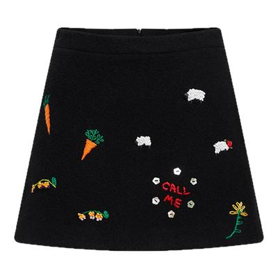 cheapartlabel毛呢刺绣半裙