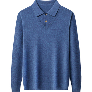 啄木鸟男士假两件羊毛衫2025新款秋冬季加绒加厚半高领中老年毛衣