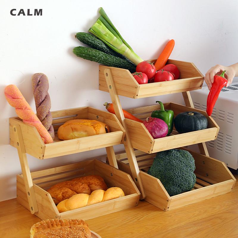 CALM欧式多层置物架厨房水果蔬菜收纳储物架桌面零食面包收纳筐