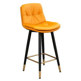 轻奢铁艺北欧吧台椅酒吧椅家用现代简约靠背椅子前台旋转高脚凳子