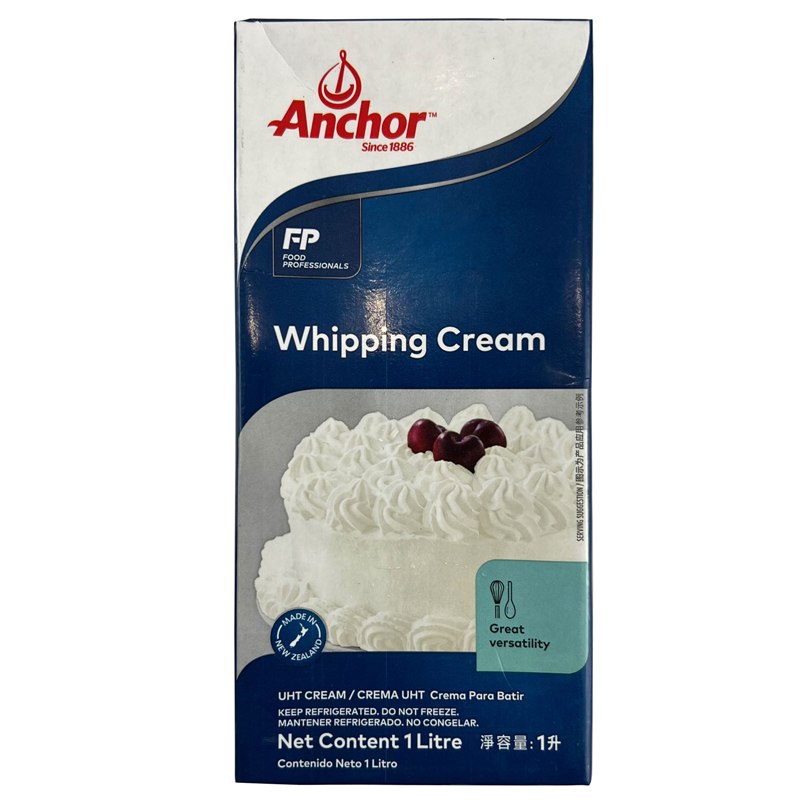 207998新西兰安佳超高温灭菌搅打稀奶油Anchor whipping Cream 1L