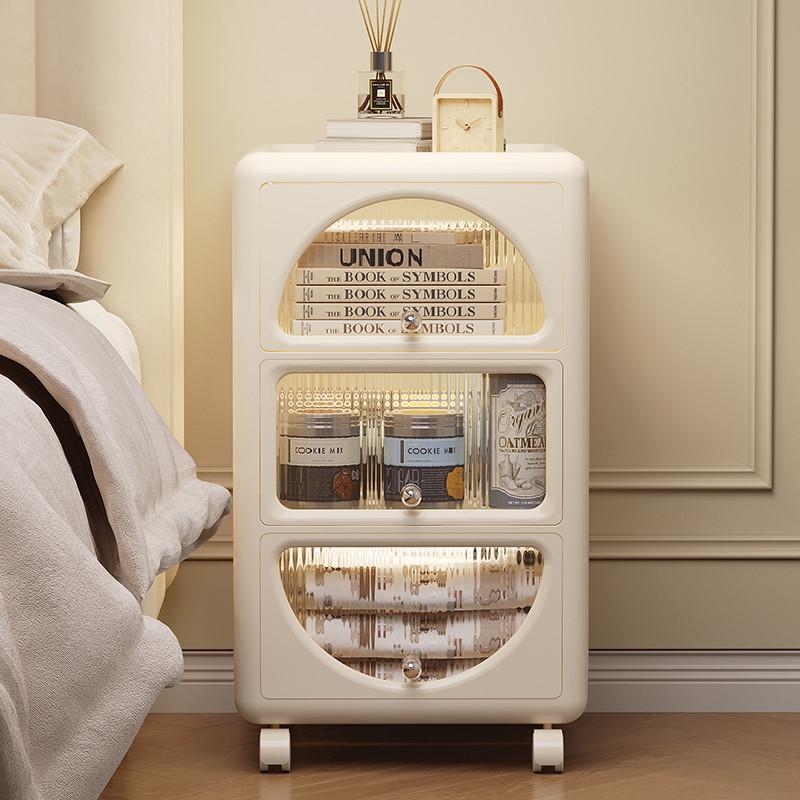 床头柜夹缝收纳储物窄款移动塑料抽屉式零食卧室五斗柜子置物架箱