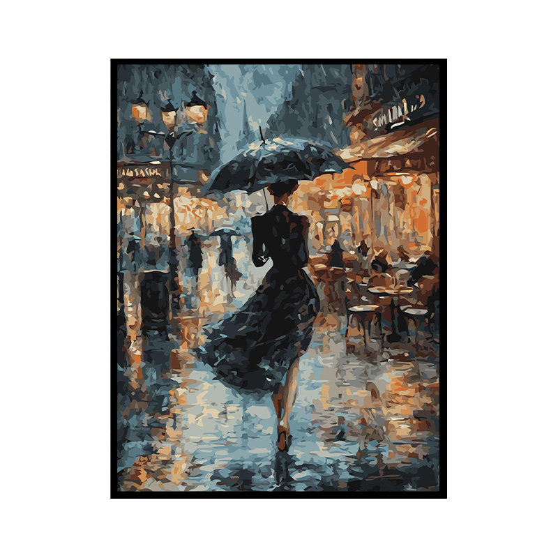 雅调法式巴黎雨夜diy油画材料