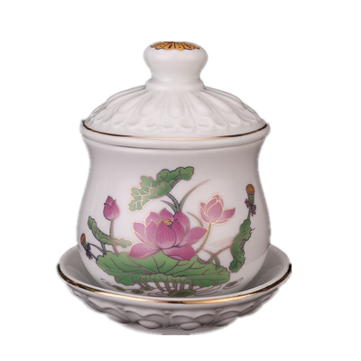 佛堂供佛陶瓷莲花财神关公供水杯