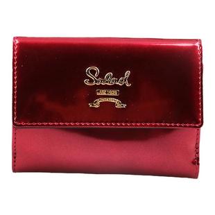 Salad正品代购SW215-128头层牛皮简约零钱包漆皮女士3折短款钱包