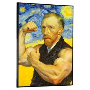 健身房墙面装饰恶搞世界名画酒吧搞笑装饰画客厅玄关海报挂画壁画