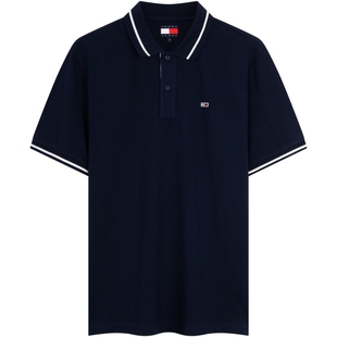 【镶边翻领】Tommy春夏男装纯棉珠地网眼美式潮流短袖T恤POLO衫