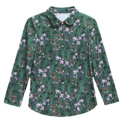 妙采翻领印花开衫衬衫