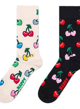 【2026新款】Happy Socks潮牌创意水果樱桃袜子百搭小众中筒袜