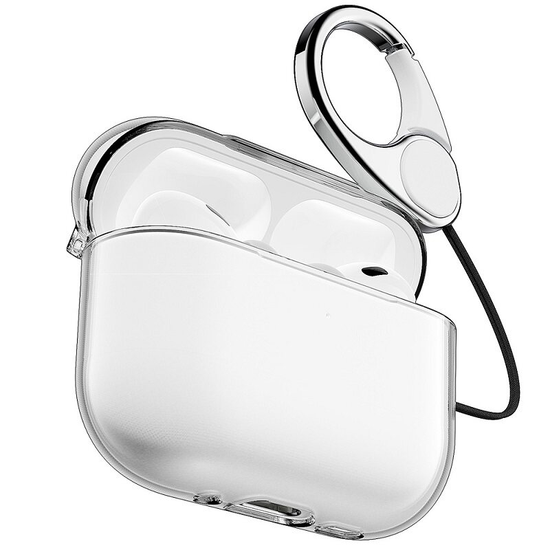 韩国VICXXO透明硬壳适用苹果AirPods Pro/2/3三代耳机壳薄挂扣耳机充电盒保护套一体式附指环挂绳新款