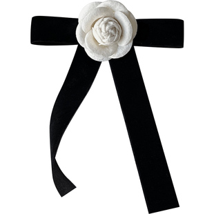 黑色领结女衬衫丝绒蝴蝶结胸针jk裙子装饰气质高级感别针毛衣配饰