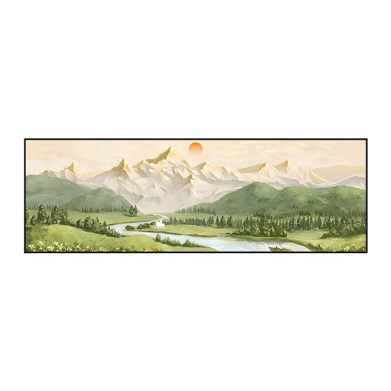 字字情日照金山横幅客厅装饰画