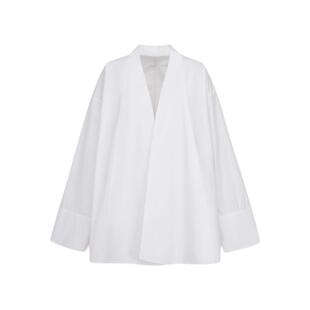 LESS新中式外套女休闲宽松白色廓形A版气质简约衬衫夹克2O4611500