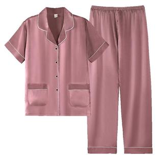 睡衣女士夏季冰丝短袖长裤女款夏天薄款2026年新款仿真丝绸家居服