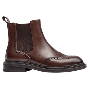 BeauToday厚底切尔西靴女春季BT真皮马丁靴复古英伦风短靴烟筒靴