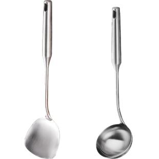 德国304炒菜铲子加厚不锈钢锅铲一体防烫汤勺厨房家用不粘锅铁铲