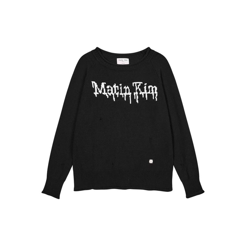 MatinKim宽松字母露肩针织毛衣女
