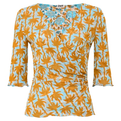 [双面穿]DVF2026春夏摩登比芭玫瑰海岛棕榈叶度假风上衣半裙套装