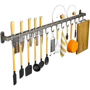 德力西厨房挂钩免打孔挂杆厨房置物架锅铲勺子不锈钢排钩壁挂收纳