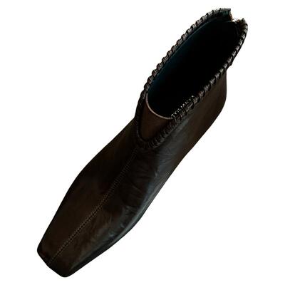 2061-1冬季女方头秋季粗跟中跟低跟短靴女靴时尚复古牛仔