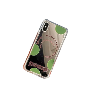 pomp 原创设计艺术绿色心动泡泡镜面手机壳撞色防摔全包保护壳