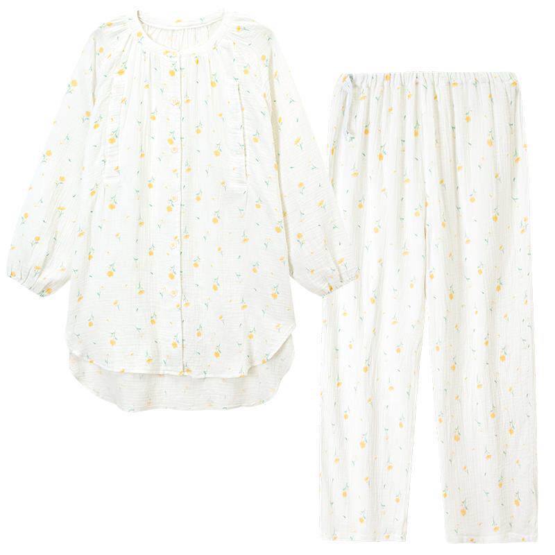月子服春秋季产后纯棉10月份11喂奶可外穿大码秋冬孕妇哺乳睡衣女