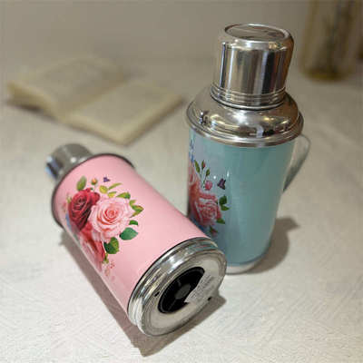 老式小热水瓶2磅0.8升复古怀旧摆件迷你暖壶铁皮外壳家用保温水壶