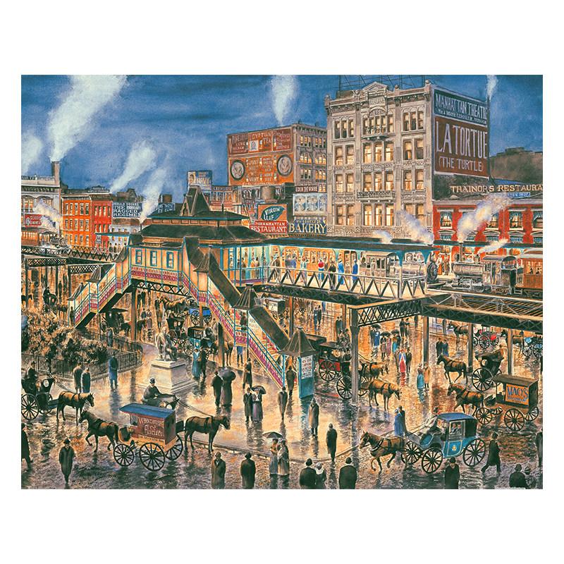 3D-JP高难度成人拼图2000片城市水彩画1896，纽约，夜间车站H3844