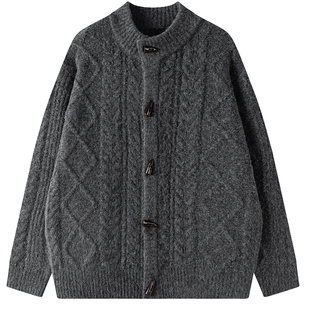 2025秋冬季新款男士针织开衫外套麻花毛衣男宽松休闲百搭外穿上衣