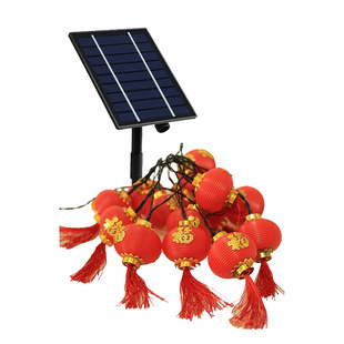 新款太阳能户外庭院红灯笼串灯春节阳台新年挂树彩灯装饰灯串防水