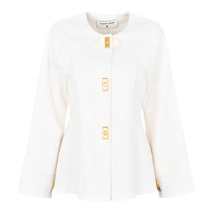 YES BY YESIR叶谦原创设计秋新款白金纯羊毛双面呢短款外套