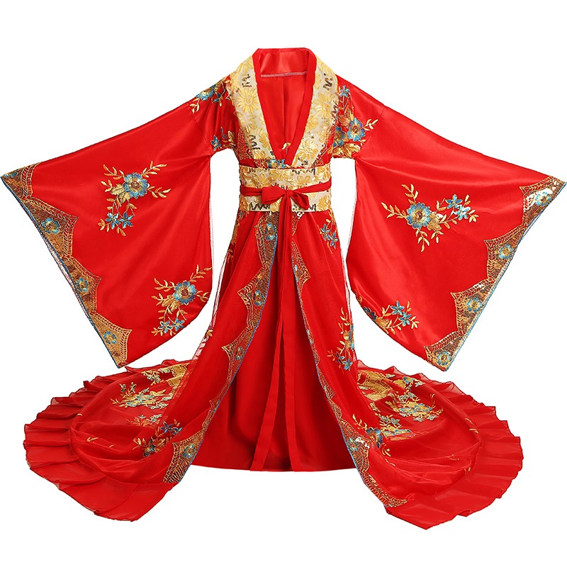 儿童汉服女童古装武则天女皇服装拖尾贵妃走秀皇后王母娘娘演出服