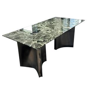 戎匠天然普拉达绿奢石餐桌意式极简轻奢高档别墅餐厅天然奢石饭桌