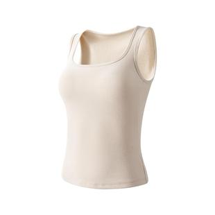 菇娘家德绒保暖背心女内搭冬带胸垫一体式内衣新款加绒保暖内衣