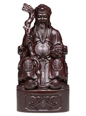 黑檀木雕土地公公摆件实木质土地公神像家居供奉家用土地爷爷摆件