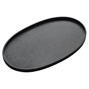 出口日本贴布漆器茶盘椭圆黑色餐盘茶道家用茶具pu漆托盘木盘木质